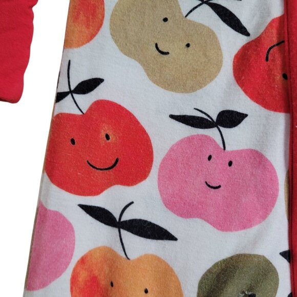 Miozing Bamboo 0-3 Mo Baby Girl Boy Apple Print Zippy Pajamas Animal Sleeper Red - Picture 5 of 14